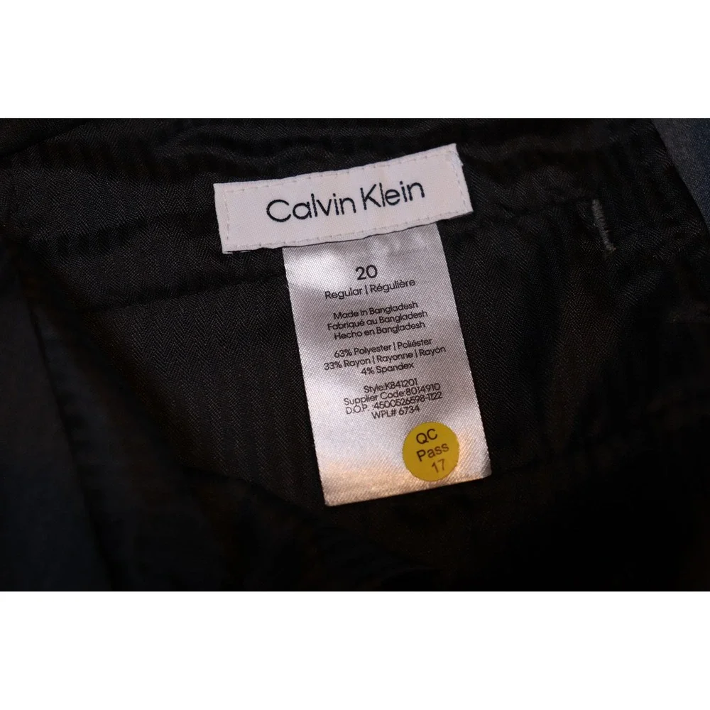 Calvin Klein Boys Slim Fit Flat Front Stretch Dress‎ Pants Grey Heather Size 20